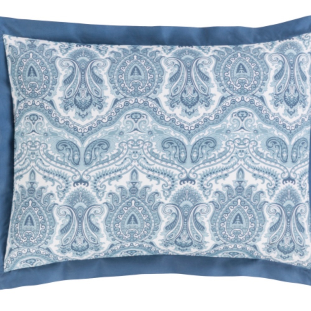 Blue Paisley Sham Set 2) standard  300count cotton
